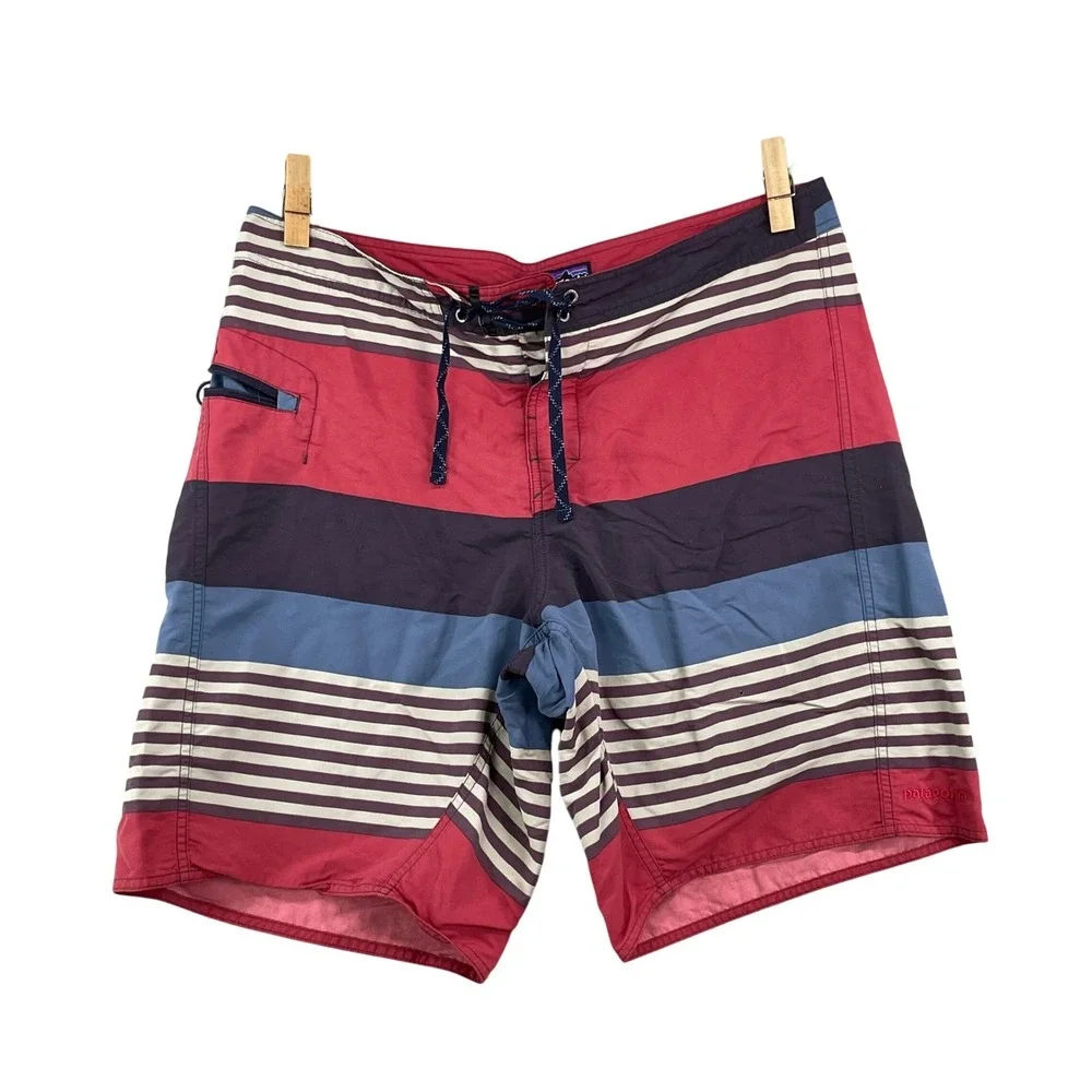 Patagonia‎ Board Shorts Mens 36 Multi-Color Striped Swim Trunks Surf Beachwear